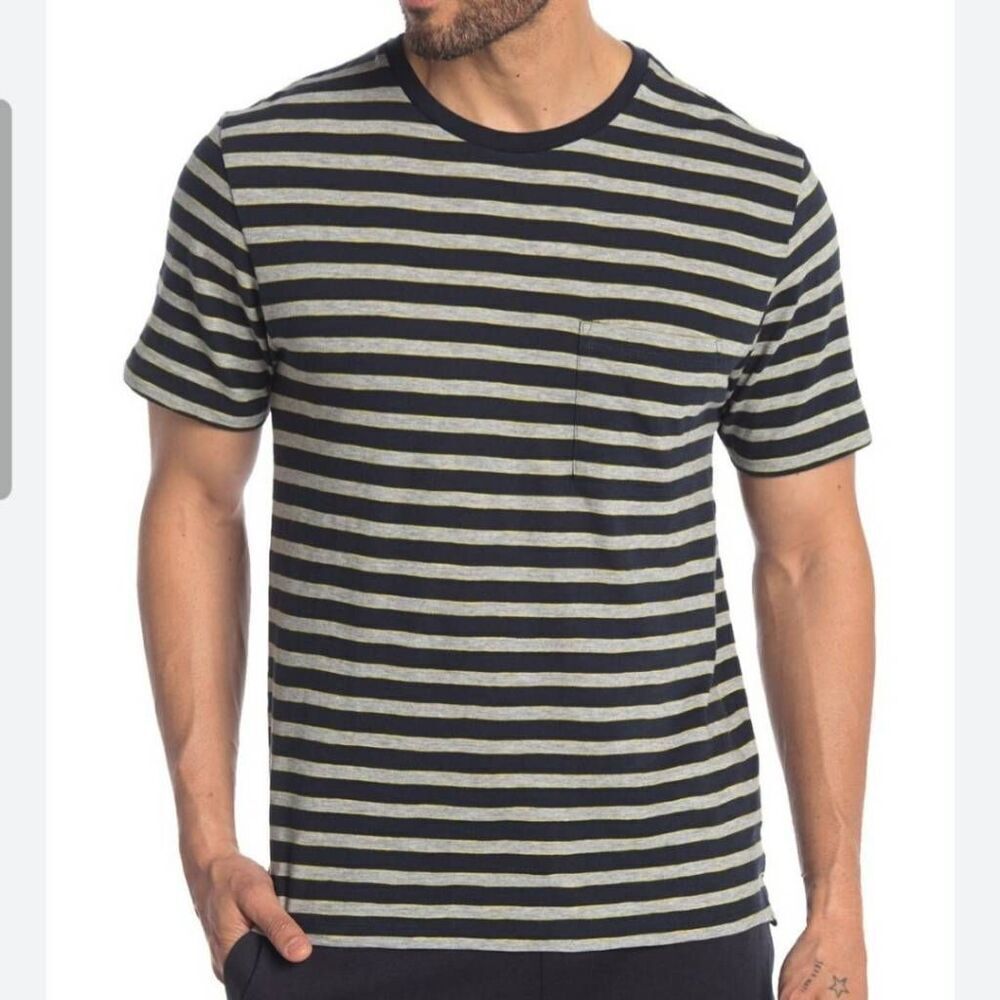 Vince Heather/Navy Striped Crewneck T-shirt